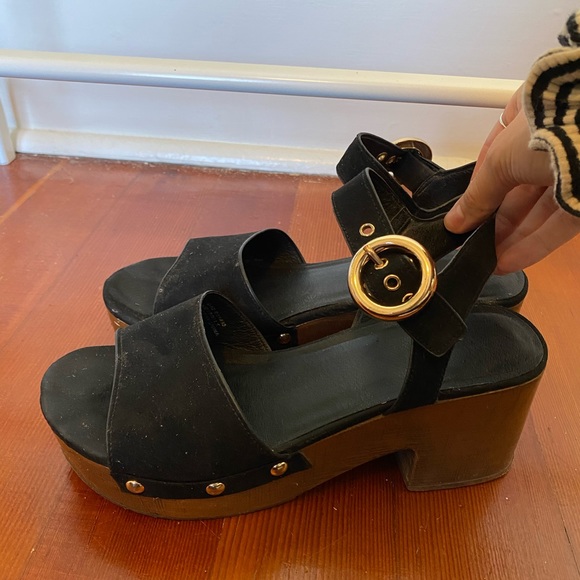 Topshop Black Wooden Sandals - Picture 4 of 6